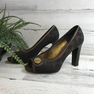 Coach Freesia Peep Toe Heels in Chestnut [307]